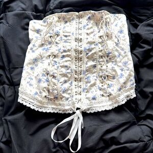 Floral Lace-Up Corset Top